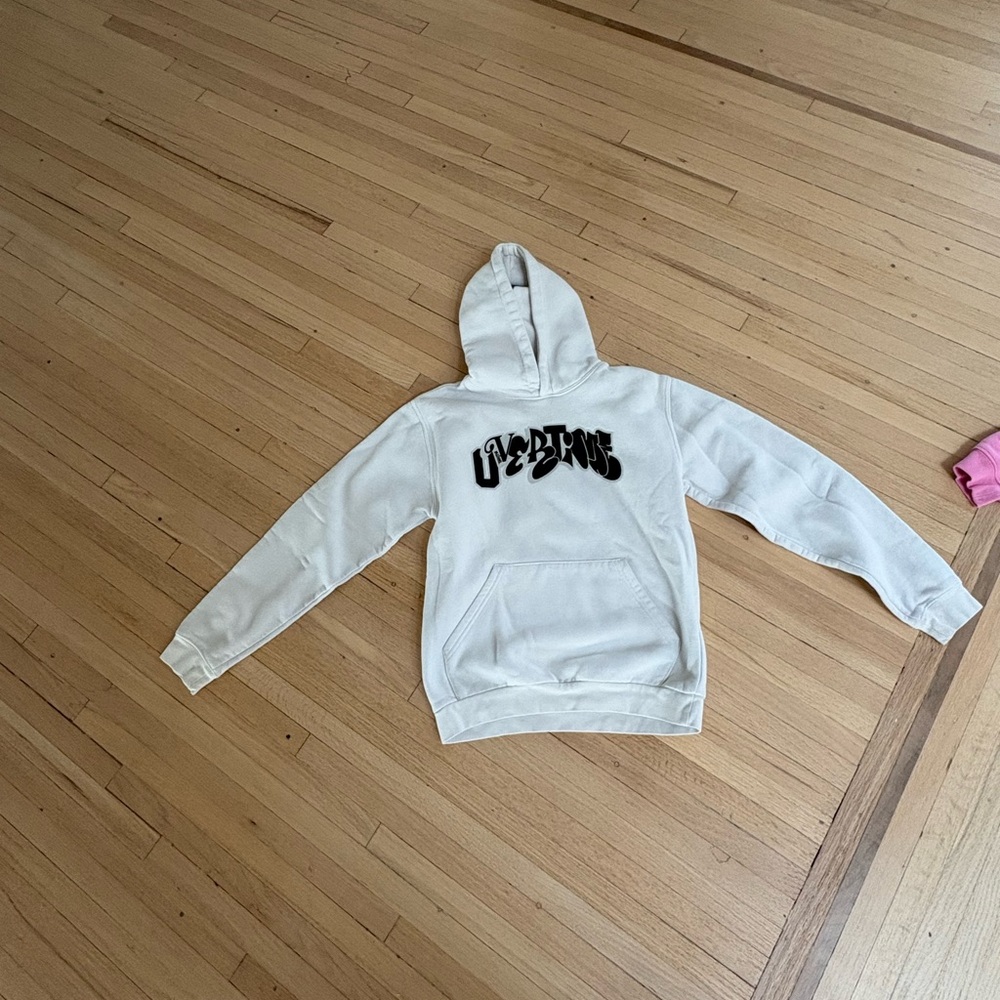 OVERTIME Kids White Hoodie with Black Graphic